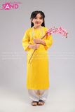 KAC0305 Áo Dài Gấm Trẻ Em Cổ Tròn - Màu Vàng