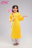 KAC0305 Áo Dài Gấm Trẻ Em Cổ Tròn - Màu Vàng