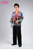 NHM0807 Trang Phục Dân Tộc H'Mông Nam Cách Tân Hoạ Tiết Thổ Cẩm - Xanh
