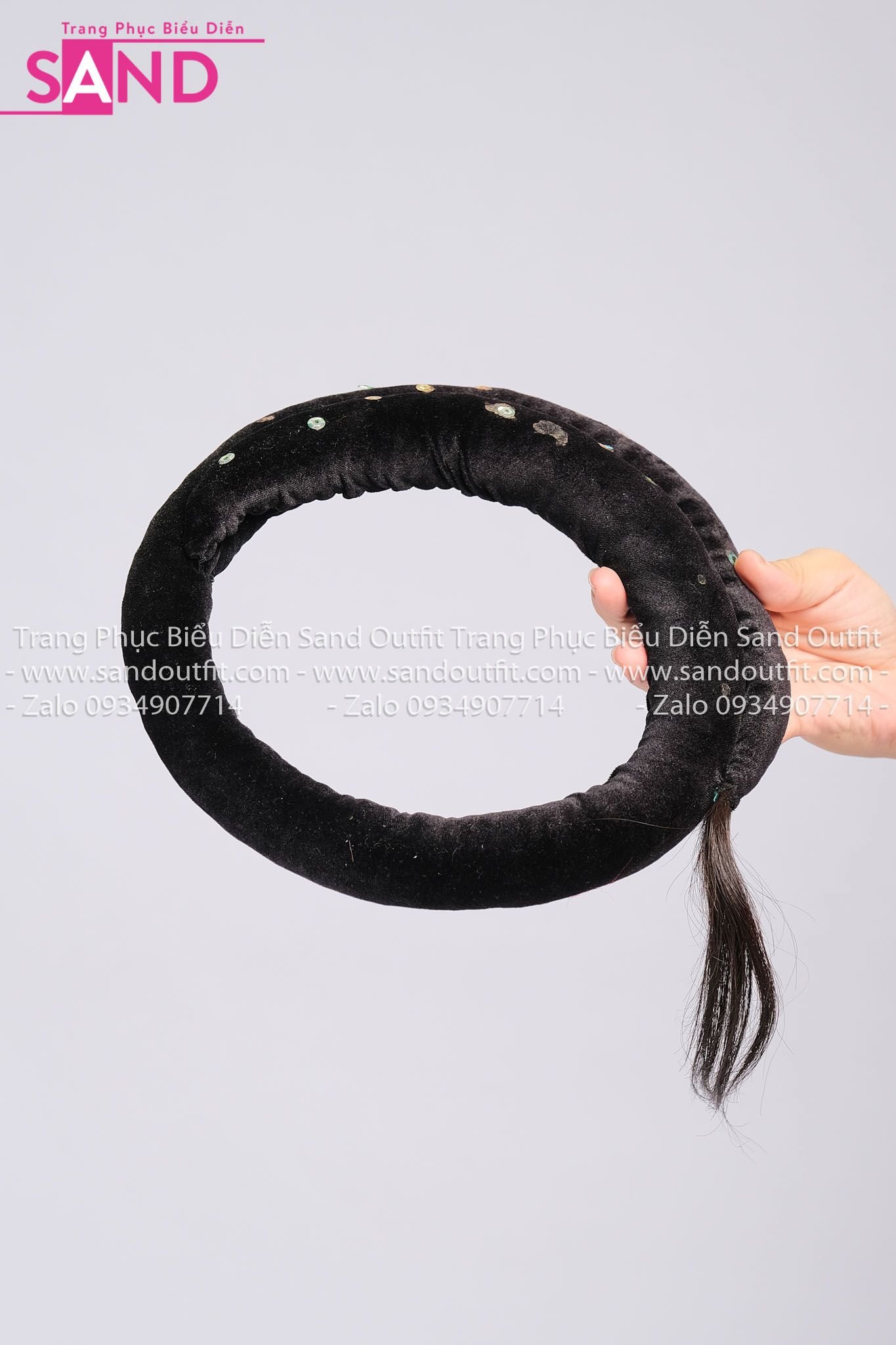 DMV0104 Vấn - Đen Nhung Hoạ Tiết Đuôi Gà
