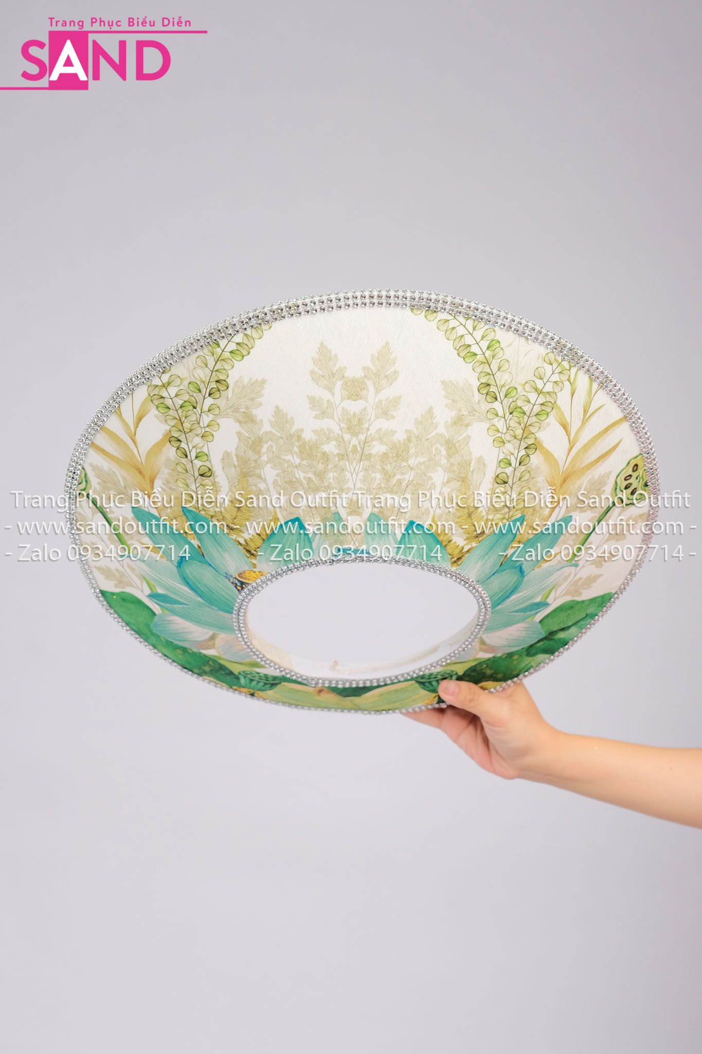 DMA0003 Mấn Áo Dài - Hoạ Tiết Sen Xanh Màu Trắng Loang Xanh