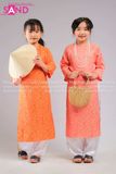 KAC1201 Áo dài gấm trẻ em cổ tròn (Size Cấp 1 và Mầm non)