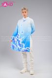 TAD0805 Áo Dài Nam Cách Tân Xanh Họa Tiết Chim Bồ Câu