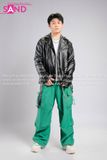 Outfit Phối Sẵn - (Quần Jogger Thụng Xanh Lá phối Áo Khoác Da Lì Nam)