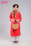 KAC0401 Áo Dài Gấm Trẻ Em Cổ Tròn - Màu Đỏ