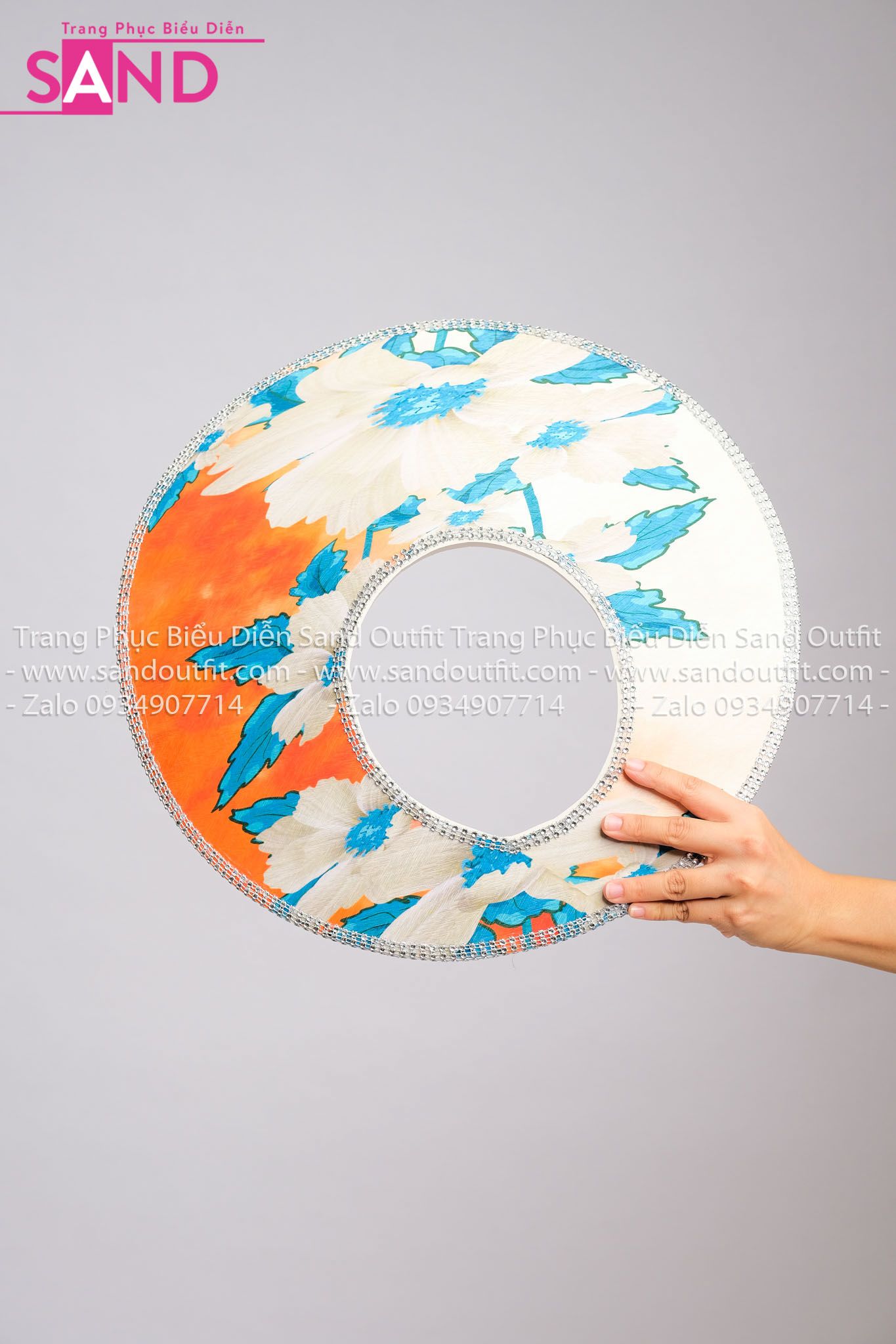 DMA0009 Mấn Áo Dài Thiết Kế Tay Voan Xoè Hoạ Tiết Hoa Trắng