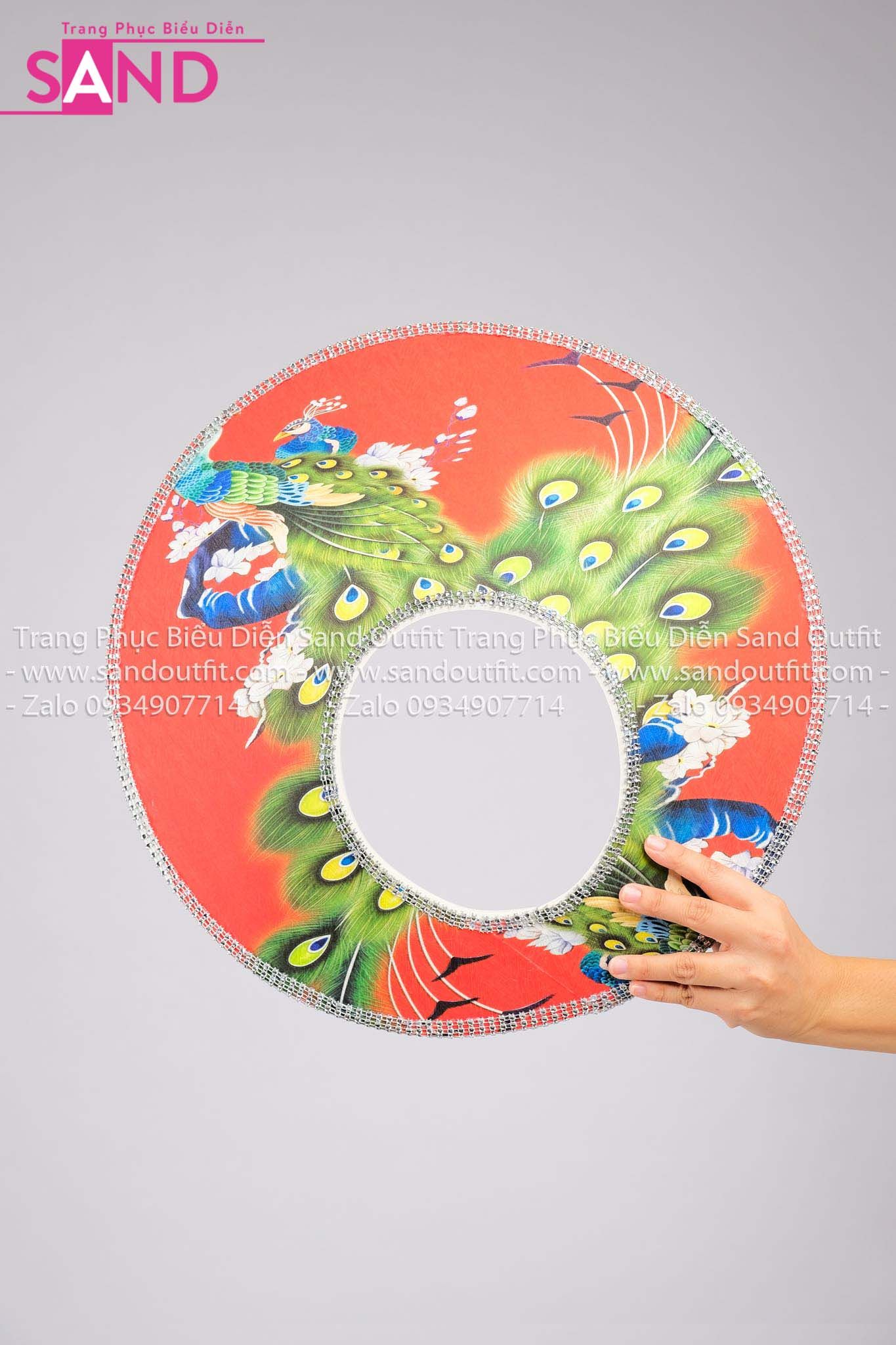DMA0413 Mấn Áo Dài Thiết Kế Tay Voan Lơi Hoạ Tiết Chim Công