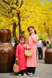 KAC1201 Áo dài gấm trẻ em cổ tròn (Size Cấp 1 và Mầm non)