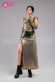 Outfit Phối Sẵn - (Áo Tà Dài Xẻ Đùi Kim Sa Mũ Trùm Kèm Bao Tay)