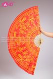 DQD0403 Quạt Đại Hoạ Tiết Trống Đồng Đỏ Nan 1 mét