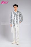 Outfit Phối Sẵn - (Quần Suông Trắng phối Sơmi Kim Sa Bạc Tua Rua)
