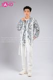 Outfit Phối Sẵn - (Quần Suông Trắng phối Sơmi Kim Sa Bạc Tua Rua)