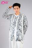 Outfit Phối Sẵn - (Quần Suông Trắng phối Sơmi Kim Sa Bạc Tua Rua)