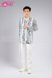 Outfit Phối Sẵn - (Quần Suông Trắng phối Sơmi Kim Sa Bạc Tua Rua)