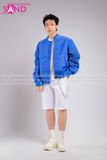 Outfit Phối Sẵn - (Quần Short Trắng phối Áo Khoác Bomber Xanh Dương)
