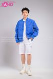 Outfit Phối Sẵn - (Quần Short Trắng phối Áo Khoác Bomber Xanh Dương)