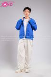 Outfit Phối Sẵn - (Quần Nắp Ngang Trắng phối Áo Bomber Xanh Dương)
