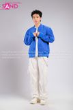 Outfit Phối Sẵn - (Quần Nắp Ngang Trắng phối Áo Bomber Xanh Dương)