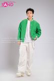 Outfit Phối Sẵn - (Quần Nắp Ngang Trắng phối Áo Bomber Xanh Lá)