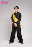 Outfit Phối Sẵn - (HQN0101 Quần Dài Đen Nắp Túi Hộp Ngang Phối Dây phối Đai Kim Sa Vàng)