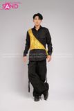 Outfit Phối Sẵn - (HQN0101 Quần Dài Đen Nắp Túi Hộp Ngang Phối Dây phối Đai Kim Sa Vàng)