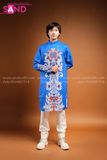 TAD0802 Áo Dài Nam Cách Tân Xanh Dương