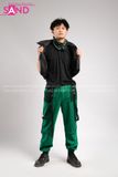 Outfit Phối Sẵn - (Quần Jogger Túi Hộp Xanh Lá Phối Phao Đen)