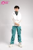 Outfit Phối Sẵn - (Quần Jogger Túi Hộp Xanh Pastel Phối Phao Trắng)