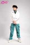 Outfit Phối Sẵn - (Quần Jogger Túi Hộp Xanh Pastel Phối Phao Trắng)