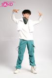 Outfit Phối Sẵn - (Quần Jogger Túi Hộp Xanh Pastel Phối Phao Trắng)