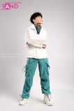 Outfit Phối Sẵn - (Quần Jogger Túi Hộp Xanh Pastel Phối Phao Trắng)