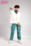 Outfit Phối Sẵn - (Quần Jogger Túi Hộp Xanh Pastel Phối Gile Túi Hộp Trắng)
