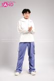 Outfit Phối Sẵn - (Quần Jogger Túi Hộp Tím Phối Phao Trắng)