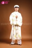 TCB0005 Áo Ngũ Thân Cổ Phục Việt Màu Trắng Hoạ Tiết - Nam