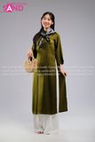 TAC0927 Áo Dài Lụa Tây Thi Xanh Rêu Nữ
