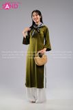 TAC0927 Áo Dài Lụa Tây Thi Xanh Rêu Nữ