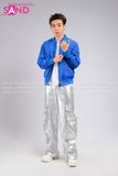 Outfit Phối Sẵn - ( HAK0805 Áo Khoác Bomber Xanh Dương phối HQD0203 Quần Suông Bạc Túi Hộp Form Cứng)