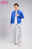 Outfit Phối Sẵn - ( HAK0805 Áo Khoác Bomber Xanh Dương phối HQD0203 Quần Suông Bạc Túi Hộp Form Cứng)