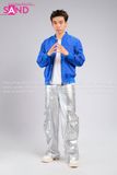 Outfit Phối Sẵn - ( HAK0805 Áo Khoác Bomber Xanh Dương phối HQD0203 Quần Suông Bạc Túi Hộp Form Cứng)