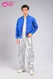 Outfit Phối Sẵn - ( HAK0805 Áo Khoác Bomber Xanh Dương phối HQD0203 Quần Suông Bạc Túi Hộp Form Cứng)