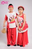 KYK0404 Sét Yếm Đồng Tiền Trẻ Em - Đỏ Trắng