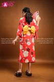 TNN0402 Set Kimono Đỏ Họa Tiết Trắng (đai nơ rời)