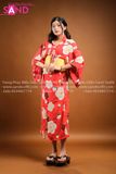 TNN0402 Set Kimono Đỏ Họa Tiết Trắng (đai nơ rời)