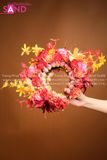 DPT0408 Vòng Hoa Đội Đầu Bờm Hoa - Màu Đỏ 2 Mặt