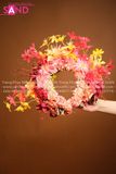 DPT0408 Vòng Hoa Đội Đầu Bờm Hoa - Màu Đỏ 2 Mặt