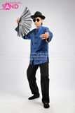 TNQ0806 Sườn Xám - Áo Sẩm Nam Xanh Dương