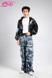 Outfit Phối Sẵn - (Quần Jean (1) phối Khoác Da Bóng Đen Hoodie)