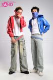 Outfit Phối Sẵn - (Quần Jeans (8) phối Áo Khoác Da Bóng Hoodie Đỏ)