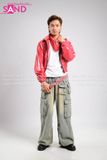 Outfit Phối Sẵn - (Quần Jeans (8) phối Áo Khoác Da Bóng Hoodie Đỏ)