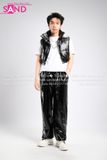 Outfit Phối Sẵn - (Quần Jogger Da Bóng phối Phao Đen Bóng)